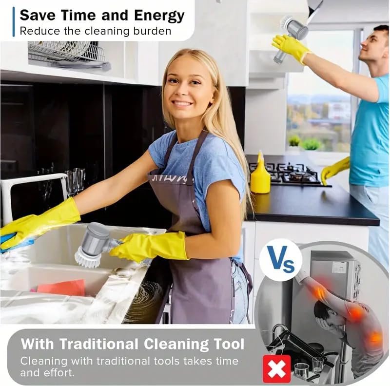 Electric Spin Scrubber - Cordless Bathroom & Kitchen Cleaning Brush