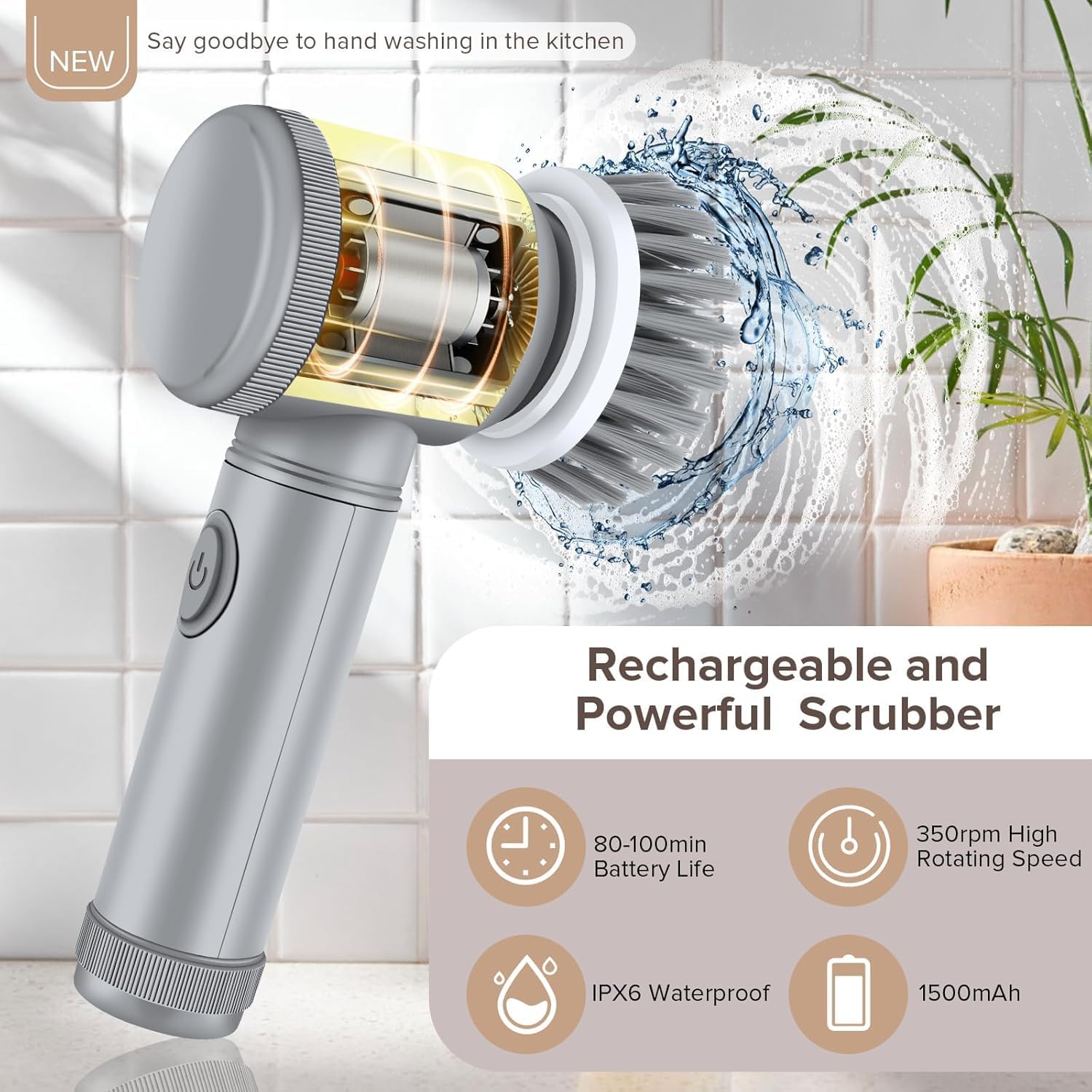 Electric Spin Scrubber - Cordless Bathroom & Kitchen Cleaning Brush