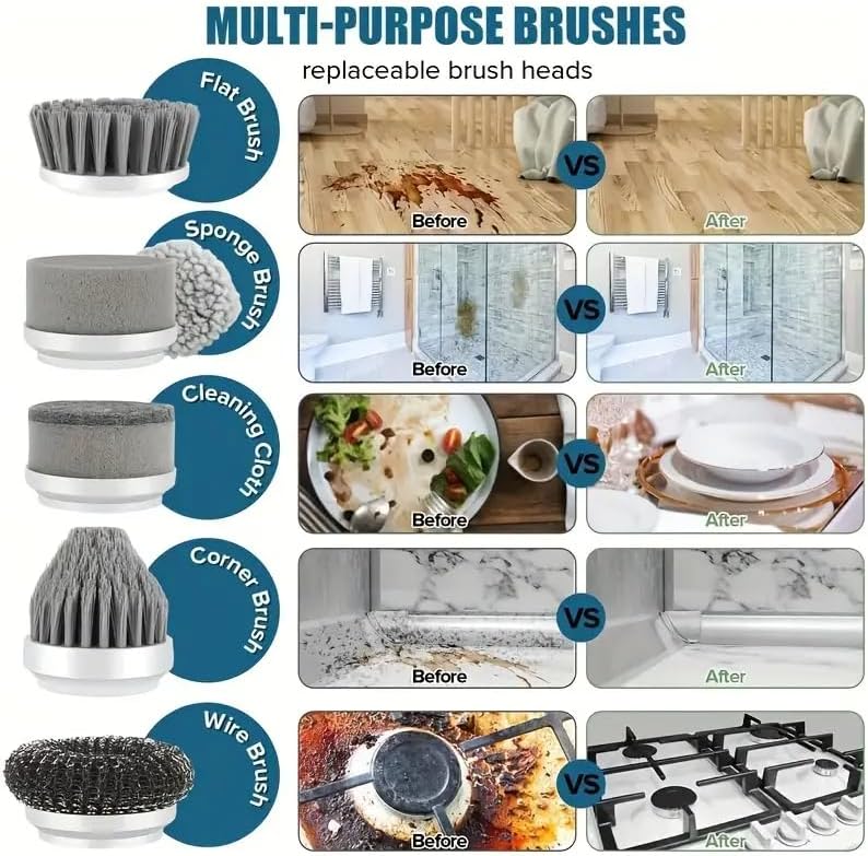 Electric Spin Scrubber - Cordless Bathroom & Kitchen Cleaning Brush